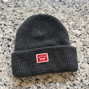 HOMAGE Charcoal Knit Beanie with Red Logo Patch